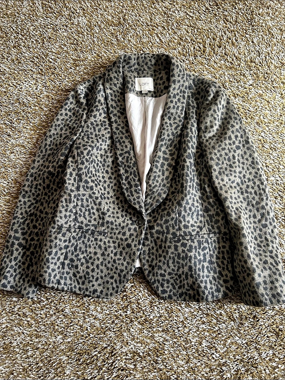 LOFT Animal Print Blazer Gray & Black Size 12P
